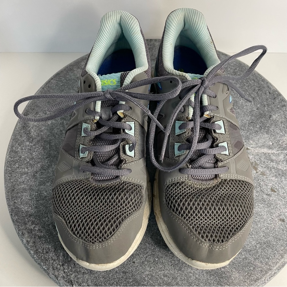 💛 ASICS Grey And Blue Training Tennis Shoes S653Y 7.5 - Picture 7 of 10